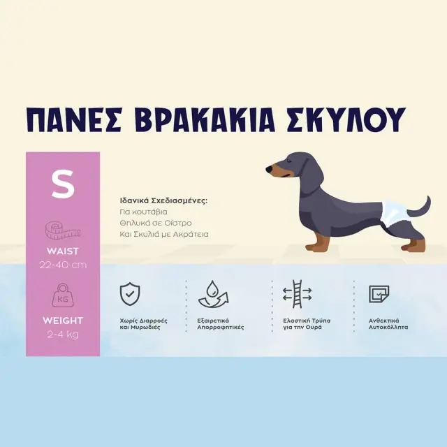 Πάνες–Βρακάκια για Σκύλους S 20τεμ. 22-40CM