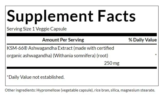 Swanson Ultimate Ashwagandha - KSM-66 250mg 60 Veg Caps (087614210032) 2