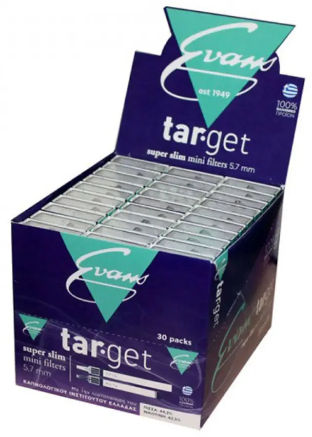 Πιπάκια τσιγάρου 5.7mm Super Slim TARGET by Evans Συσκ. 30 τμχ