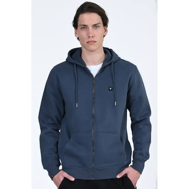 Magnetic North Zipper Hoodie Basic (50012-Midnight Blue) - Μπλέ - M