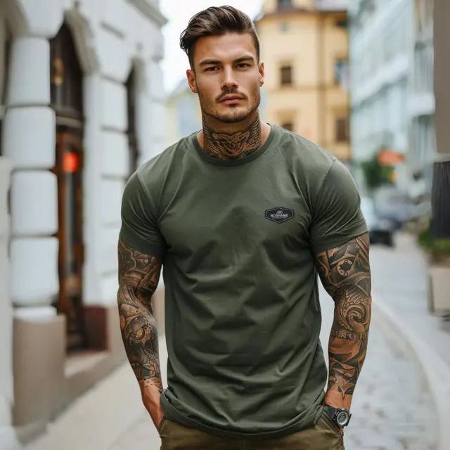 T-shirt Noshame® Χακί με τύπωμα polymorphic - 122494 - XXL