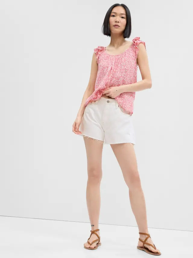 Άσπρο 4" Mid Rise Distressed Stride Σορτς με Washwell new off white - 27
