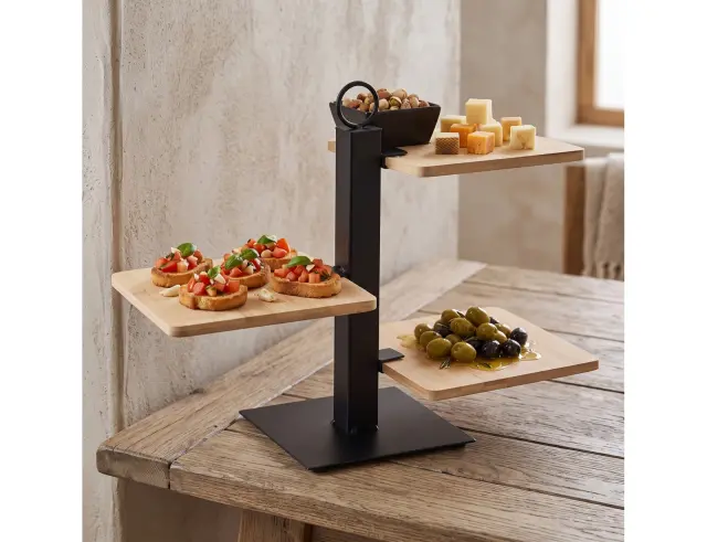 Πιατέλα Σερβιρίσματος Ορντεβιέρα Excellent Houseware 3 επιπέδων από Bamboo 210000840