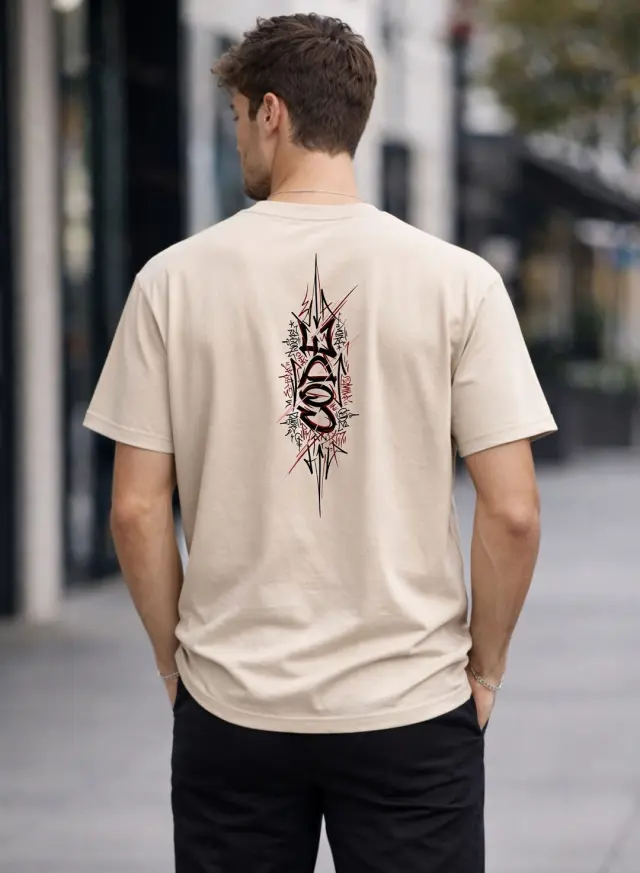 T-shirt Noshame® Oversized Μπεζ με τύπωμα Code - 152642 - XXL
