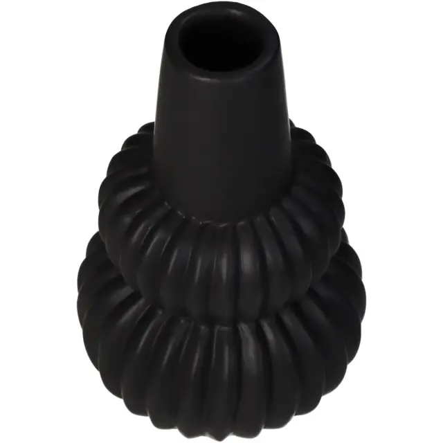 Βάζο Γραμμές Μαύρο Κεραμικό 15.5x15.5x23cm 2