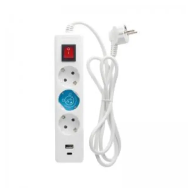 Πολύπριζο GSC 3 Θέσεων με Διακόπτη, Θύρες 1xUSB A, 1xUSB C & Καλώδιο 1.4m (3 x 1.5mm) Λευκό N67551 2