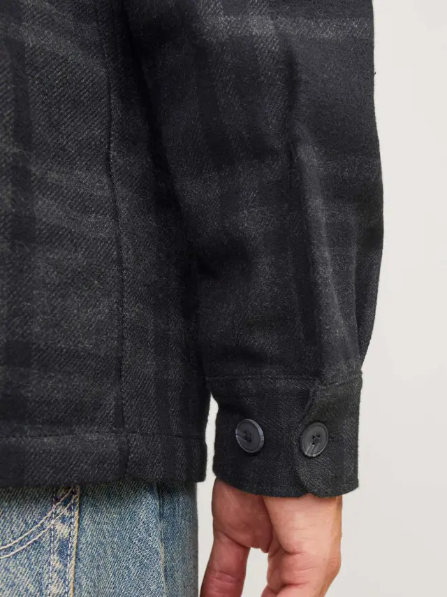 JPRRAYMOND MELANGE CHECK LS OVERSHIRT SN Black Beauty - L 3
