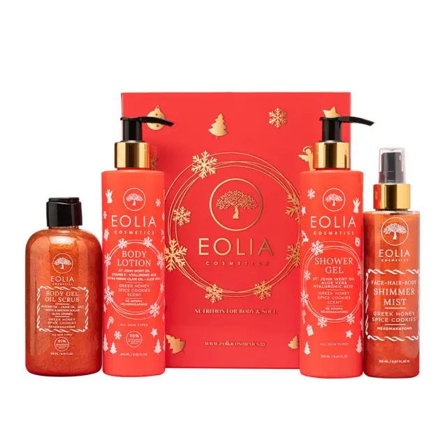 Eolia Cosmetics Christmas Gift Box Shower gel, Body Lotion, Body Oil Scrub & Body Mist Μελομακάρονο 250ml 2