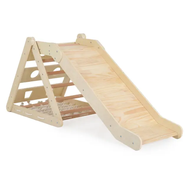 Moni Toys Pikler Triangle Ξύλινο Τρίγωνο Αναρρίχησης Montessori με Τσουλήθρα 2 σε 1 12+ Μηνών