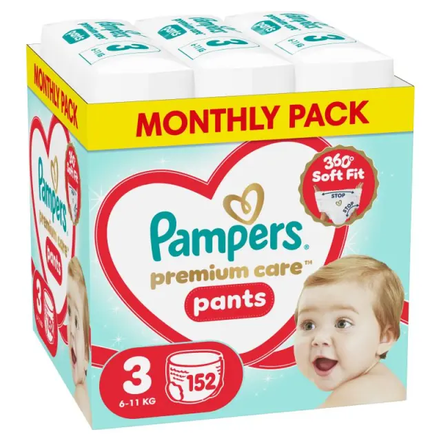 Pampers Πανες Premium Care Pants Monthly Pack (152τεμ) Νo3 (6-11kg)