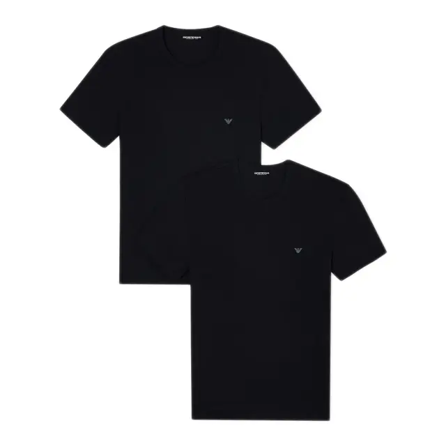 Emporio Armani Ανδρικό T-Shirt Lounge Stretch Cotton - Διπλό Πακέτο, Χρώμα Μαύρο-Μαύρο