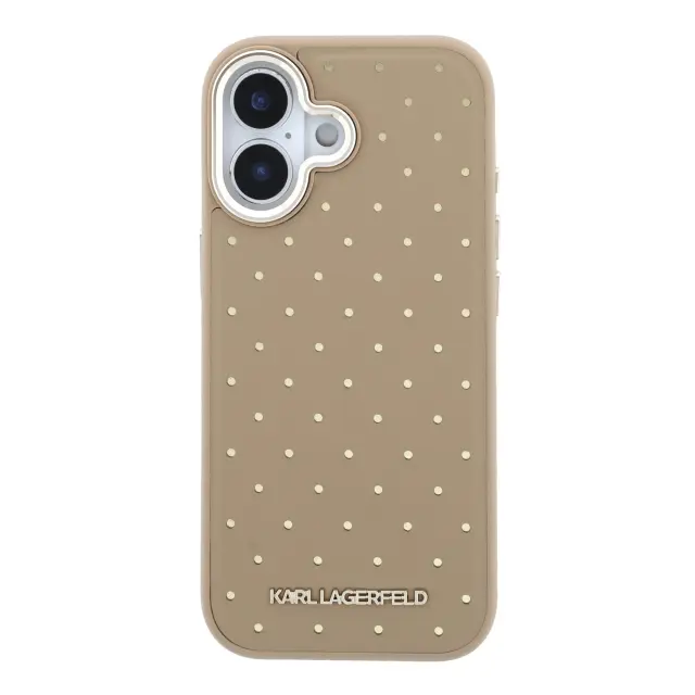Karl Lagerfeld PU Perforated Gold Dots MagSafe Case for iPhone 17 Beige 3