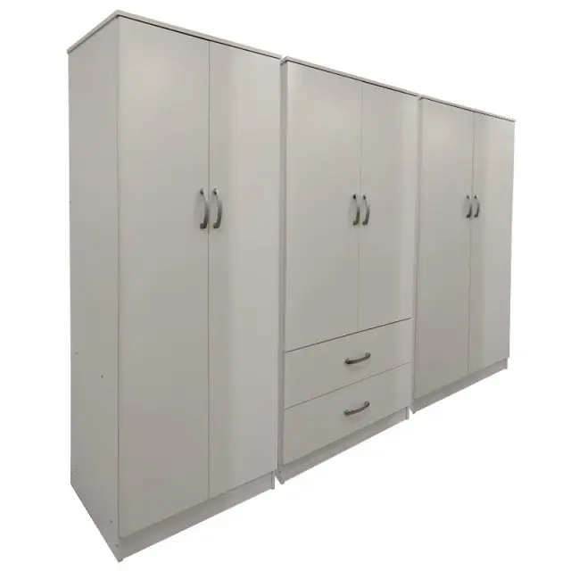 Ντουλάπα εξάφυλλη Athos I pakoworld λευκή 240x42x180εκ 3