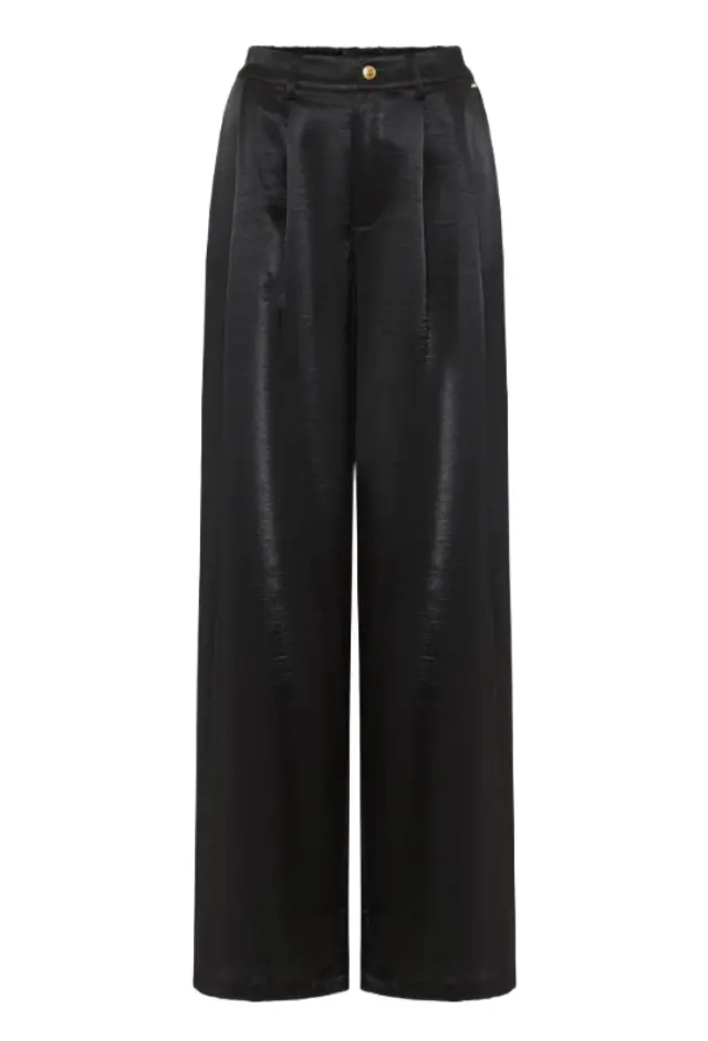 Funky Buddha γυναικείο σατινέ παντελόνι wide leg με πιέτες FBL014-137-02-1