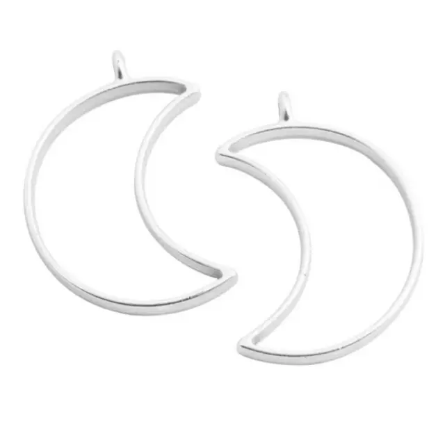 Μεταλλικό Κρεμαστό Open Back - Moon - 38x25.5x3.5mm - Platinum - 4τεμ