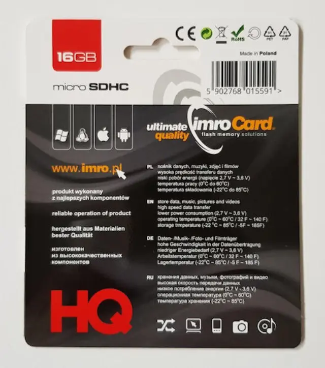 Imro® microSDHC 16GB UHS-I με αντάπτορα 2