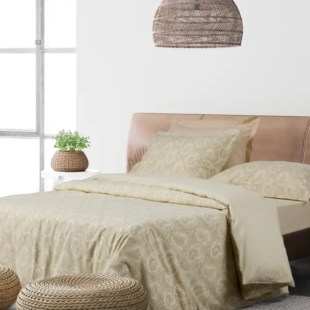 Σετ Σεντόνια 120x200+35 Μονά Casual Das Home 5444 Ivory-Taupe Με Λάστιχο70% Βαμβάκι-30% Πολυέστερ
