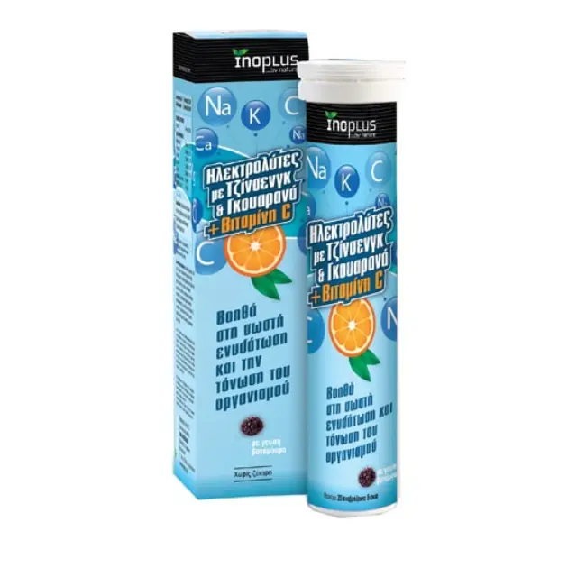 Inoplus Electrolytes Ginseng Guarana + Vitamin C Συμπλήρωμα ηλεκτρολυτών + βιταμινών 20 αναβράζοντα δισκία