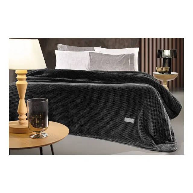 Κουβέρτα Βελουτέ Υπέρδιπλη Guy Laroche Cheval Anthracite 220x240