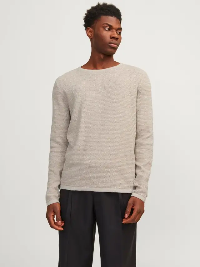 JJEGREG KNIT CREW NECK SN crockery 2