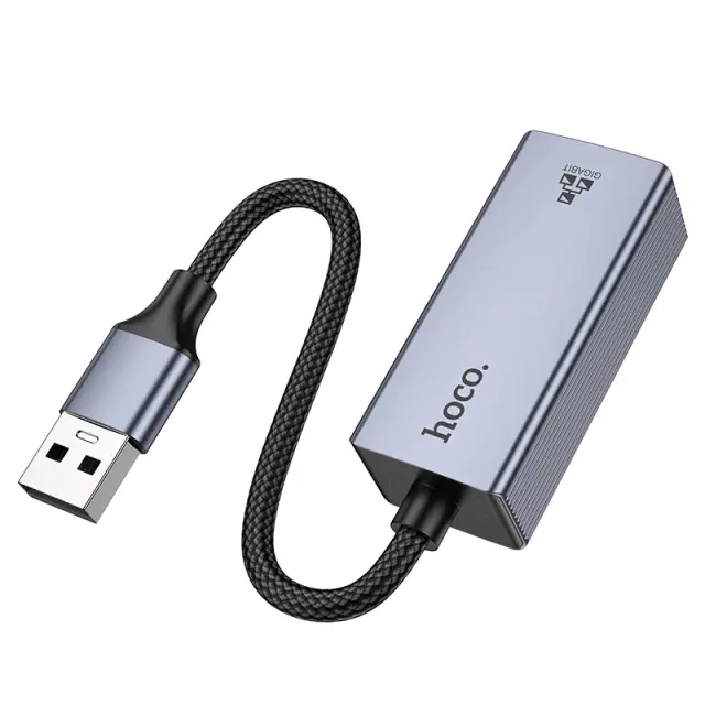 Αντάπτορας Hoco UA37 USB-Α σε RJ45 OTG 10/100/1000Mbps 12cm Γκρι 3