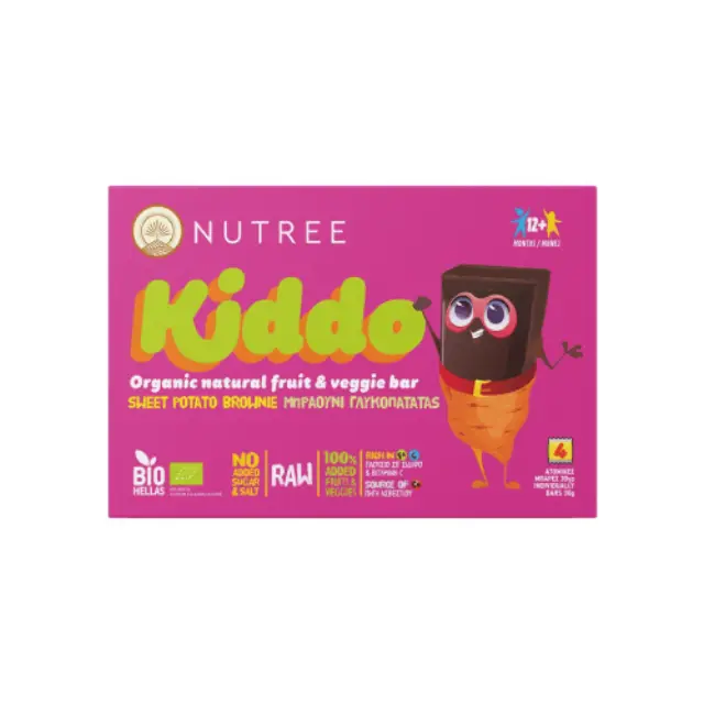 Nutree Kiddo Βιολογικό Παιδικό Σνακ με Brownie Γλυκοπατάτας για 12+ μηνών, 4x30g