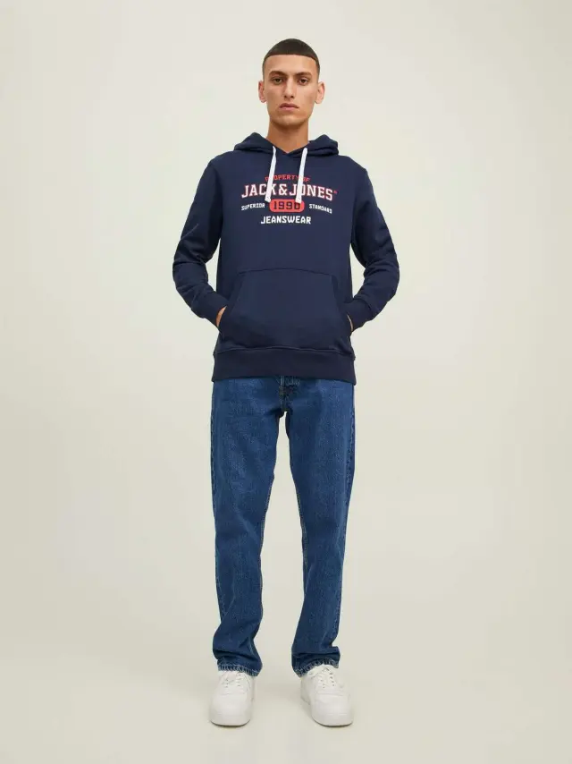 JJSTAMP SWEAT HOOD Navy Blazer 3