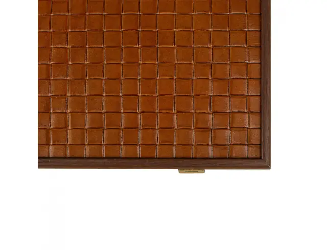 Σετ Χειροποίητο Mahjong Knitted Leather Manopoulos σε θήκη από ξύλο και οικολογικό δέρμα, με διαστάσεις 31x24cm - Dark BrownMJK20 3
