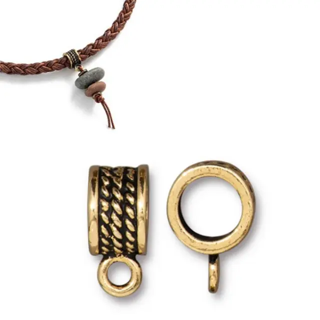 Σωληνάκι Σύνδεσμος 6.9x16mm για Κορδόνια Ø8mm - Antique Gold - 2τεμ