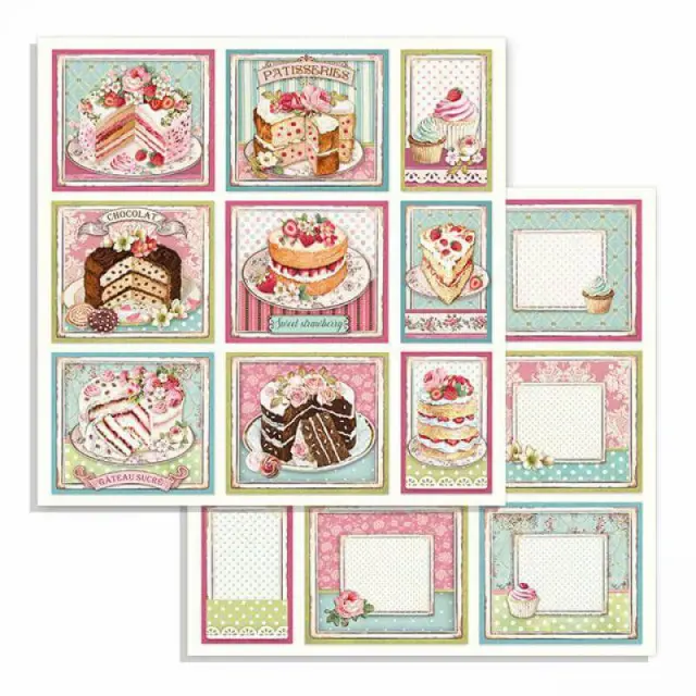 Χαρτί Scrapbooking Stamperia Διπλής Όψης - Cakes - 31x30cm