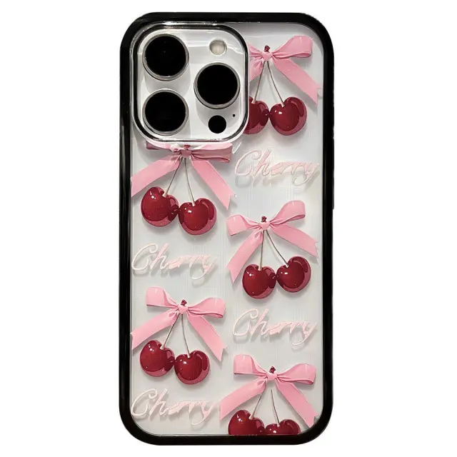 Hybrid Θήκη Cherries για iPhone 16 Pro-Clear/Black OEM