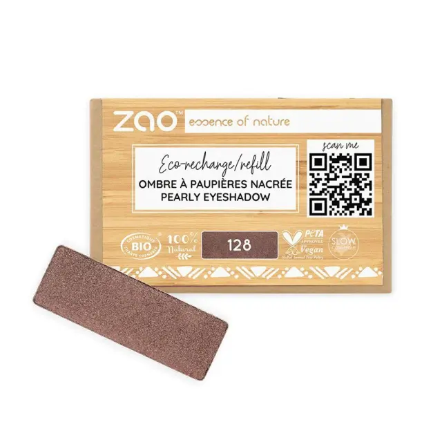 Zao Organic Eyeshadow Rectangle Pearly Refill - Βιολογική Pearly Σκιά Ματιών (Ανταλλακτικό) - Zao 128 Tiramisu