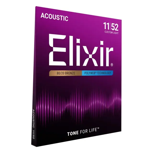 Elixir 11025 Polyweb 80/20 Bronze Custom Light Χορδές Ακουστικής Κιθάρας 11-52