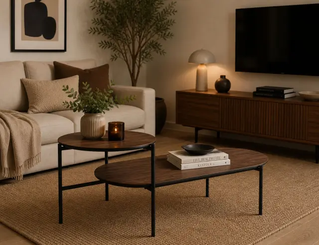 Tραπεζάκι Kemi Atmosphera με διαστάσεις 118x43.2x48cm - ΜDF & Μέταλλο - Aπόχρωση Καφέ 197757A