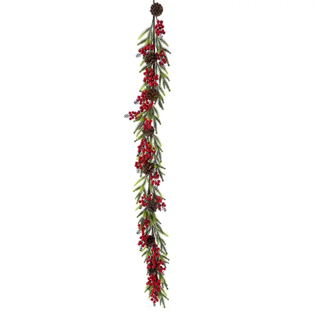 Κρεμαστό κλαδί ελατό με κόκκινα berries 180cm Iliadis 82685