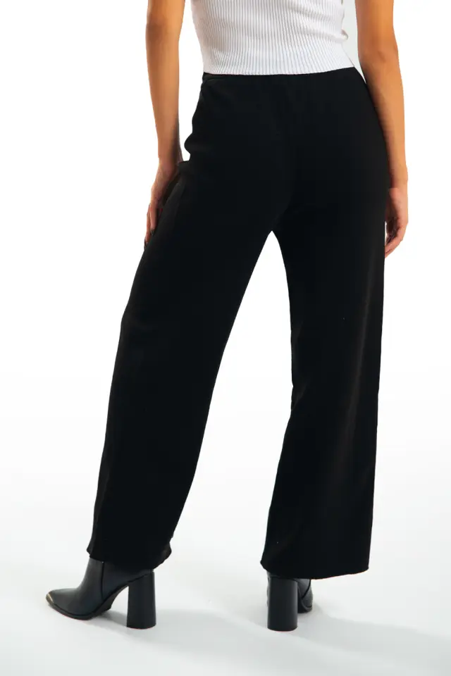 Παντελόνα Μάλλινη Zip Culotte με Κορδόνι Μαύρο 2