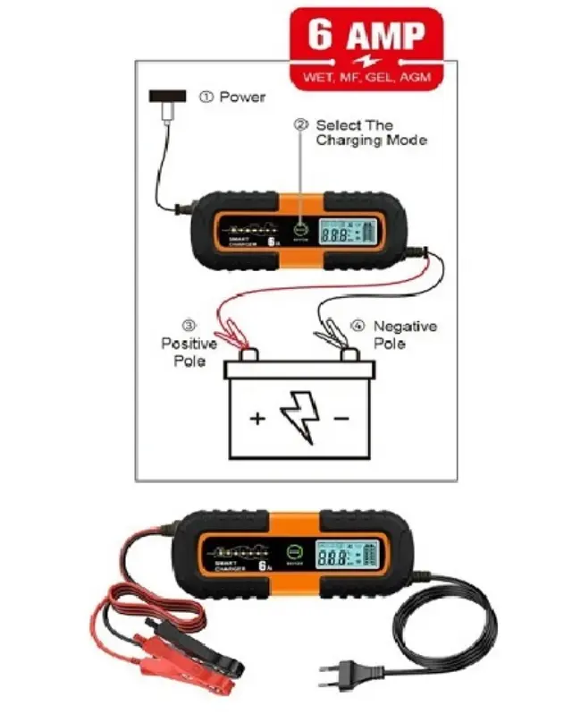 Φορτιστής Μπαταρίας Αυτοκινήτου 6AMP 6-12V HL18668-281