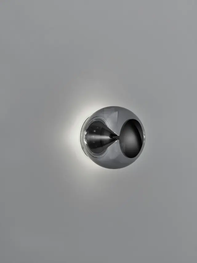 PINO Φωτιστικό Τοίχου & Οροφής LED Black Chrome με Γκρι Γυαλί IP20 Μαύρο