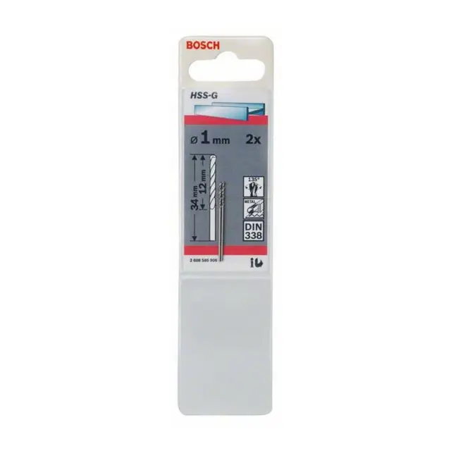 Τρυπάνι Ελικοειδές HSS-G Σιδήρου BOSCH 1mm 2τμχ