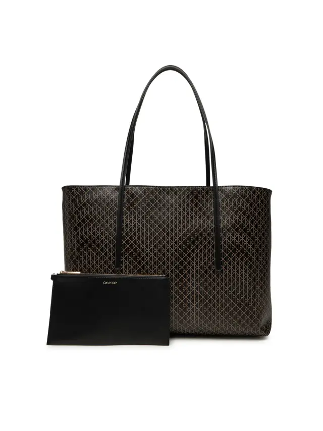 Calvin Klein Emblem Aop Tote W/ Pouch Μαύρη Γυναικεία Τσάντα και Τσαντάκι