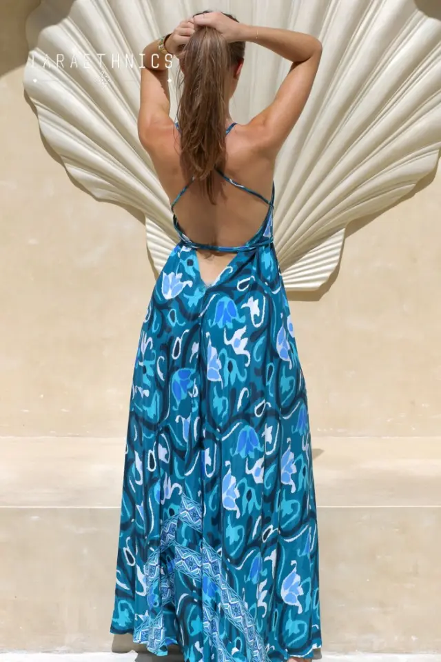 LARA ETHNICS “VICTORIA” DRESS (VICTORIA-AZTEQUE-TURQUOISE) - One-size 2