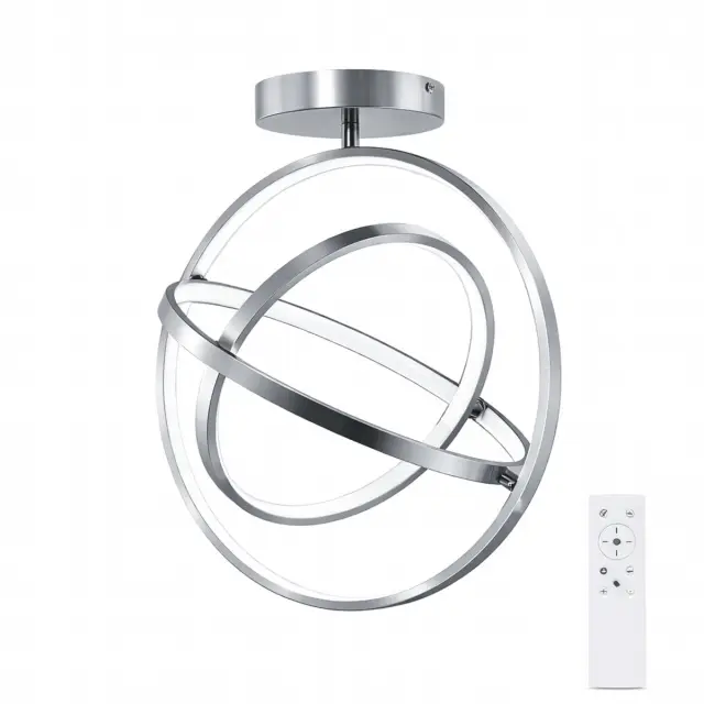 VenCore Orbital Silver - Μοντέρνο Φωτιστικό Οροφής Πλαφονιέρα LED 45W Ασημί Αλουμίνιο με Ρυθμιζόμενο CCT Λευκό - Ημέρας - Θερμό & Χειριστήριο - Φ39 x Υ42cm (7741-20044)