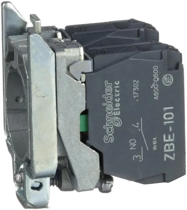 Harmony XB4, Single contact block with body/fixing collar, metal, screw clamp terminal, 2 NO