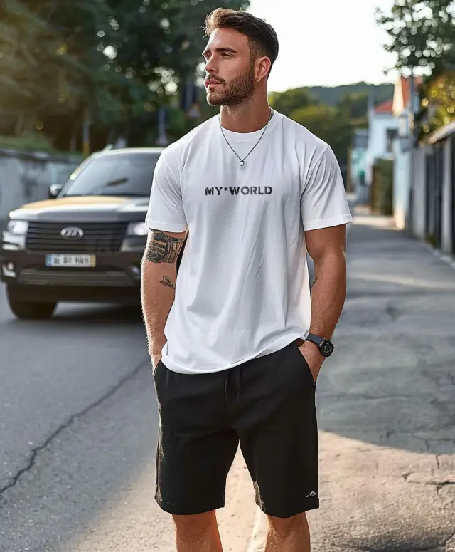 T-shirt Noshame® Λευκό με τύπωμα My world - 3025191 - XXL