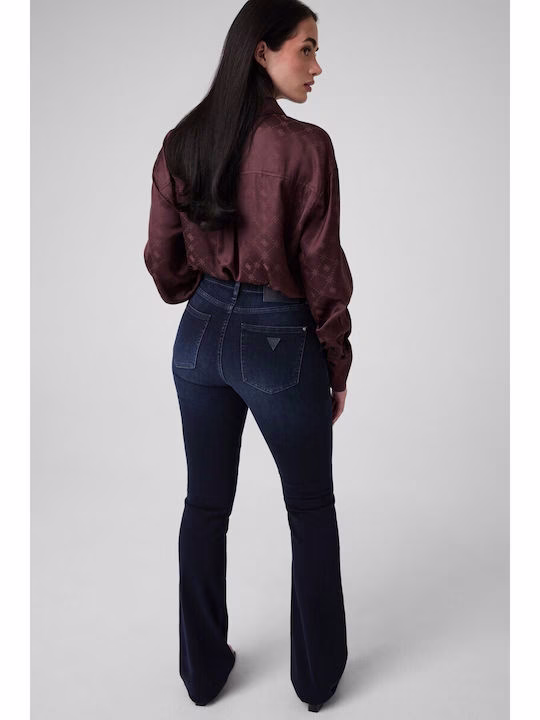 Guess Sexy Ψηλόμεσο Γυναικείο Jean Παντελόνι Καμπάνα Μπλέ Σκούρο Μπλε Σκούρο - 28 2