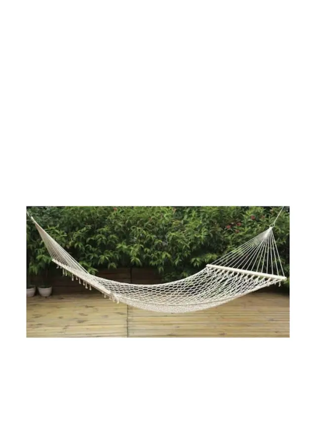 Escape 12309 Αιώρα Μονή με Ξύλο Διπλή Διχτυωτή 200x120εκ. Λευκή 2