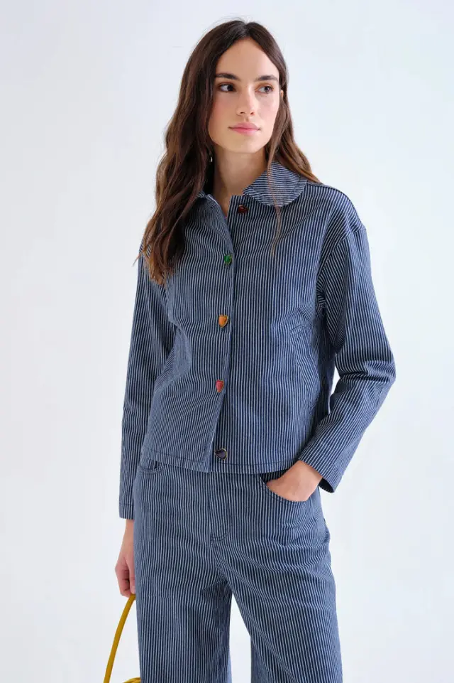 COMPANIA FANTASTICA DENIM JACKET (63C/11012 BLUE-WHITE) - L
