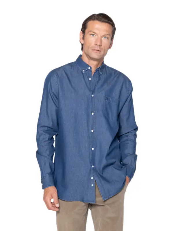 The Bostonians ανδρικό μακρυμάνικο πουκάμισο denim regular fit 3AAP1906N-1