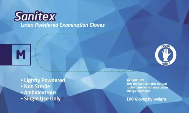 Sanitex Γάντια Εξεταστικά Λάτεξ με Πούδρα Medium, 100τμχ