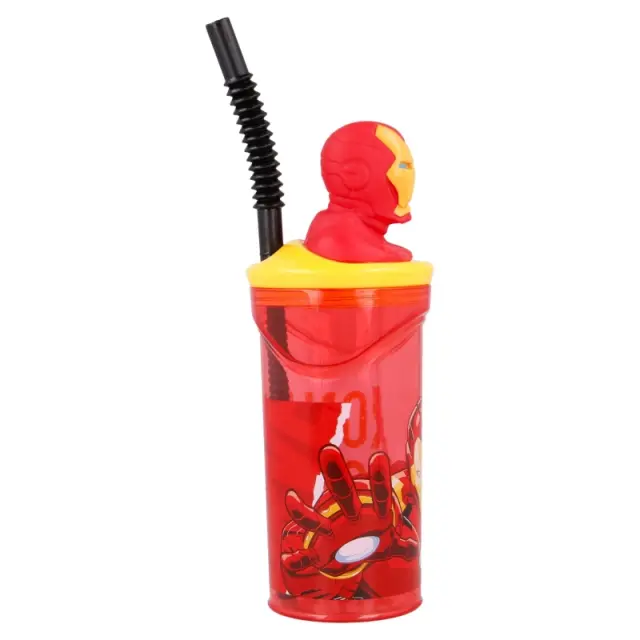 Πλαστικό ποτήρι 3D 360 ml με καλαμάκι AVENGERS COMIC HEROES IRON MAN-57778 3